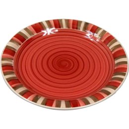 Talerz Obiadowy z Czerwonymi Paskami na Obrzeżach