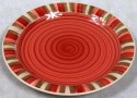 Talerz Obiadowy z Czerwonymi Paskami na Obrzeżach