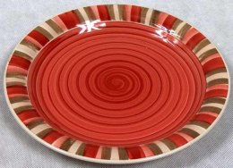 Talerz Obiadowy z Czerwonymi Paskami na Obrzeżach