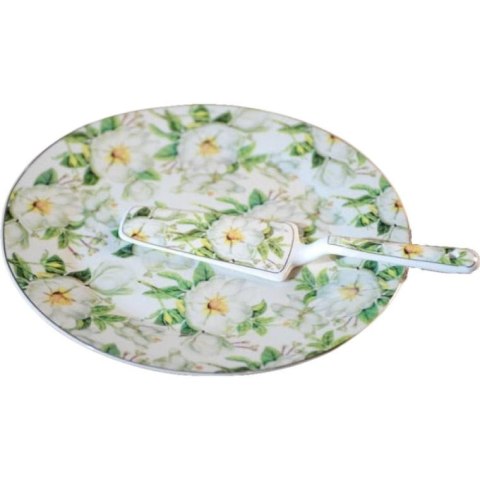 Talerz z łopatką do ciasta w kwiaty