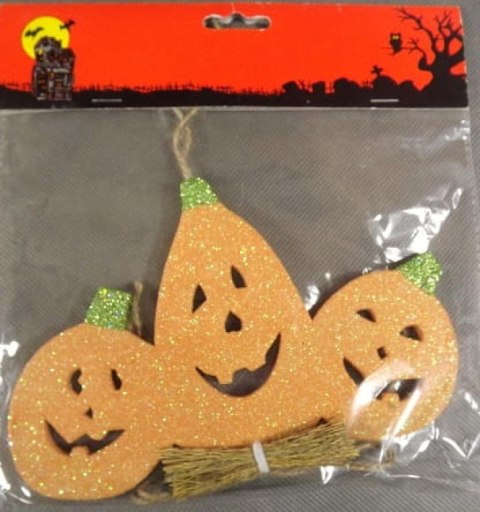 Trójka Brokatowych Dyni - Zawieszka Pomarańczowa