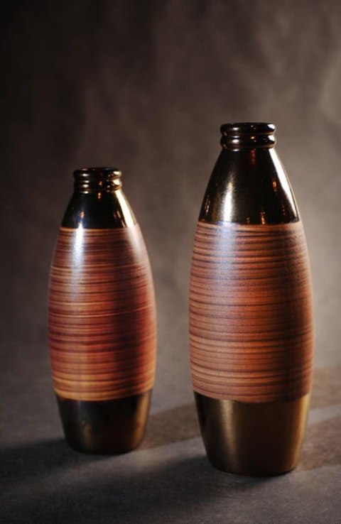 Wazon Brązowy Owalny Wysoki 34 cm - Część Dwuczęściowego Kompletu