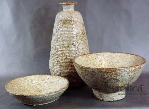 Wazon kamienny Cream Stripe o wymiarach 45x22cm