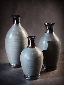 Wazon popielaty z grafitowymi wykończeniami średni 12,5x12,5x27 cm