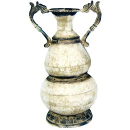 Wazon z metaloplastyki w kolorze kremowo-brązowym z uchem