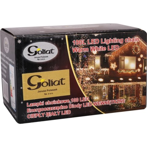 Wewnętrzne Lampki Choinkowe LED Ciepły Biały, Zestaw 100 Sztuk, Energooszczędne z Kablem Ciemnozielonym