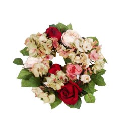 Wianek z hortensji i róż w kolorze bordowo-różowym 20 cm