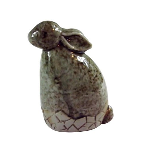 Zając ceramiczny w odcieniach zieleni