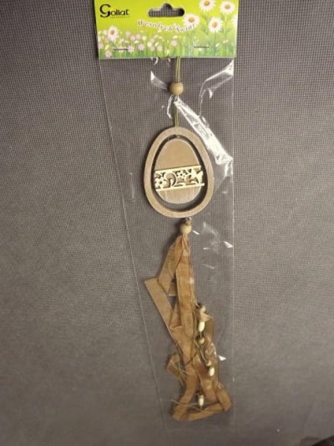 Zawieszka brązowa jajko ze wstążkami