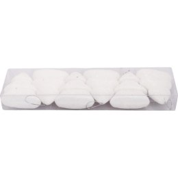 Zestaw 6 Białych Brokatowych Choinek Styropianowych 7CM Bezpiecznych dla Dzieci