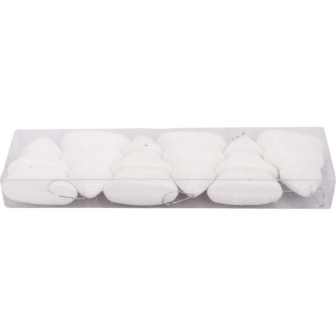 Zestaw 6 Białych Brokatowych Choinek Styropianowych 7CM Bezpiecznych dla Dzieci