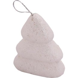 Zestaw 6 Białych Brokatowych Choinek Styropianowych 7CM Bezpiecznych dla Dzieci