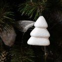 Zestaw 6 Białych Brokatowych Choinek Styropianowych 7CM Bezpiecznych dla Dzieci