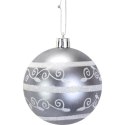 Zestaw 6 Nietłukących Bombek Dekoracyjnych 6cm - Trzy Brokatowe z Połyskiem i Trzy Matowe - Kolor Srebrny