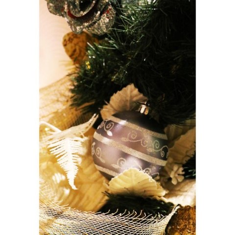 Zestaw 6 Nietłukących Bombek Dekoracyjnych 6cm - Trzy Brokatowe z Połyskiem i Trzy Matowe - Kolor Srebrny