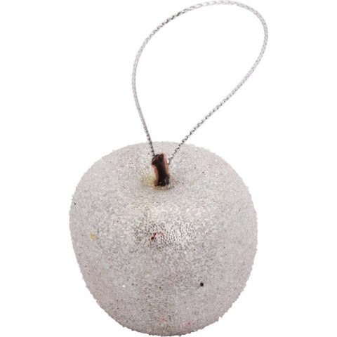 Zestaw 9 Srebrnych Bombek w Kształcie Jabłek 4,5CM z Efektem Oszronienia