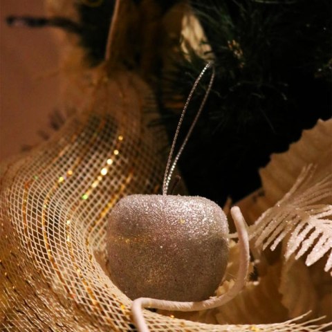 Zestaw 9 Srebrnych Bombek w Kształcie Jabłek 4,5CM z Efektem Oszronienia