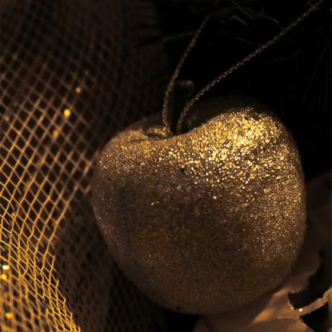 Zestaw 9 Srebrnych Bombek w Kształcie Jabłek 4,5CM z Efektem Oszronienia