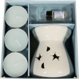 Zestaw Aromaterapii Niebieski: Kominek, Elejek i 4 Świeczki Tealight
