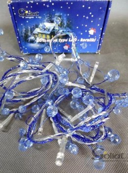 2m Girlanda z Niebieskimi Kryształkami i Białym Oświetleniem LED, 24V, do użytku wewnątrz