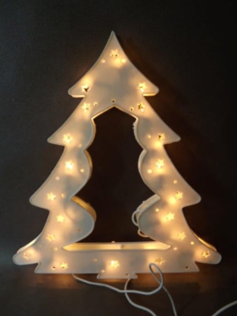 Biała Dekoracja Świetlna w Kształcie Choinki z 35 Lampkami - Zasilanie Sieciowe