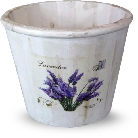 Biała Drewniana Osłonka z Motywem Lawendy 13x16 cm - Mała