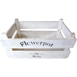 Biała Drewniana Skrzynka z Czarnym Nadrukiem - Mała (18,5x12x10cm)