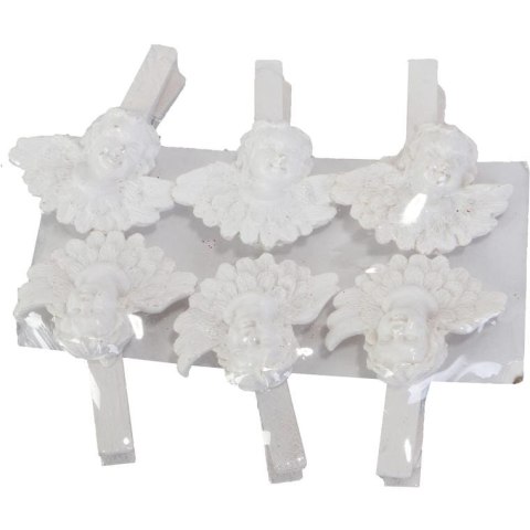 Białe Klamrki z Figurkami Aniołów 4.5 cm - Zestaw 6 sztuk