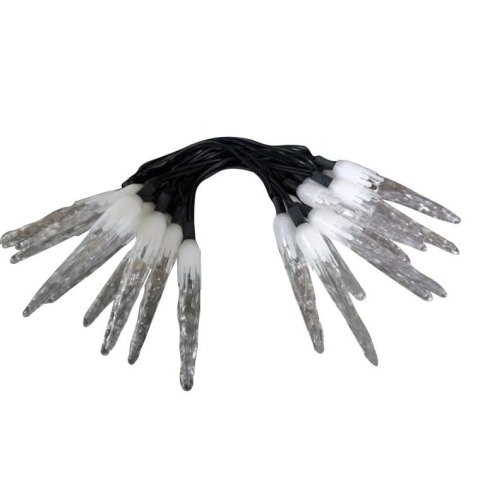 Białe Lampki Choinkowe w Kształcie Sopli, 20 Sztuk, Zasilanie Sieciowe