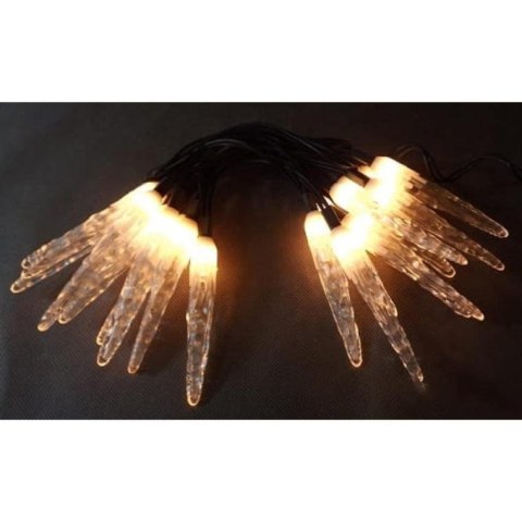 Białe Lampki Choinkowe w Kształcie Sopli, 20 Sztuk, Zasilanie Sieciowe