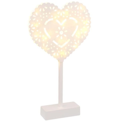 Białe Serce z Ażurowym Wzorem - Dekoracja świetlna LED na Baterie