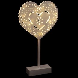 Białe Serce z Ażurowym Wzorem - Dekoracja świetlna LED na Baterie