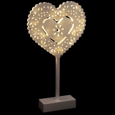Białe Serce z Ażurowym Wzorem - Dekoracja świetlna LED na Baterie