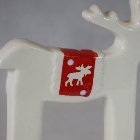 Biały Ceramiczny Renifer w Stylu Skandynawskim o Wysokości 16,5 cm