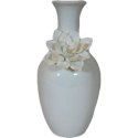 Biały, Delikatny Wazonik z Kwiatkiem o Wymiarach 20x10 cm