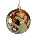 Bombka Szklana 9cm - Rudy Kolor z Brązowo-Złotą Dekoracją i Szkiełkami