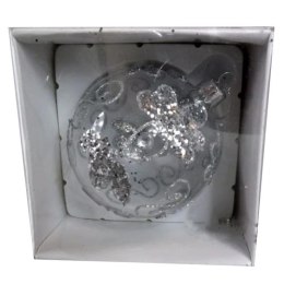 Bombka Szklana Dekorowana Srebrnym Brokatem i Cekinami (7 cm)