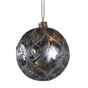 Bombka szklana przezroczysta ze srebrną dekoracją i szkiełkami