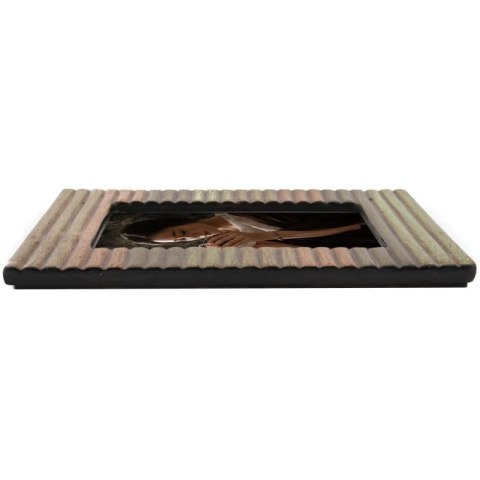 Ceramiczna zielono-pomarańczowa stojąca ramka na zdjęcie