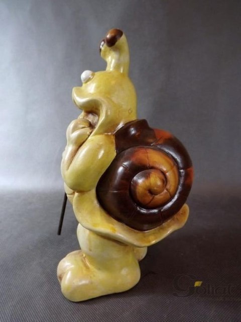 Ceramiczny Ślimak z Łopatką - Zielona Figurka Dekoracyjna