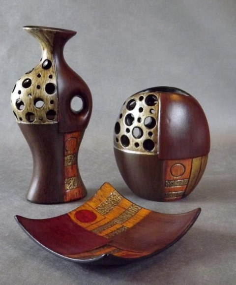 Ceramiczny Wazon w Odcieniach Brązu z Gumkami Antypoślizgowymi 18x15x9 cm