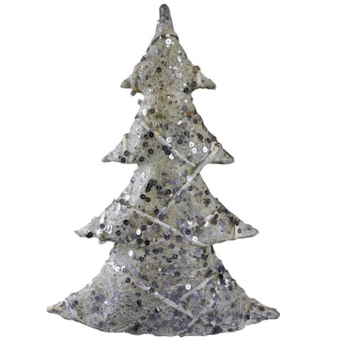 Choinka Dekoracyjna z Sizalu Kolor Kremowy z Srebrnymi Cekinami