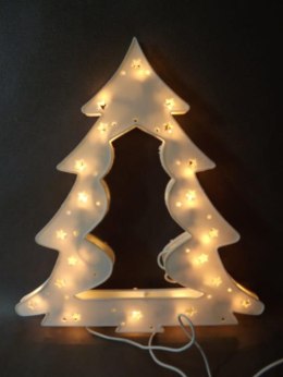 Choinka Świetlna Dekoracyjna z 20 Lampkami, Biała, 30x27cm, Zasilanie Sieciowe