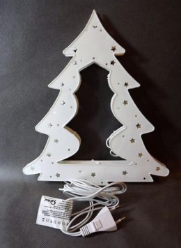 Choinka Świetlna Dekoracyjna z 20 Lampkami, Biała, 30x27cm, Zasilanie Sieciowe