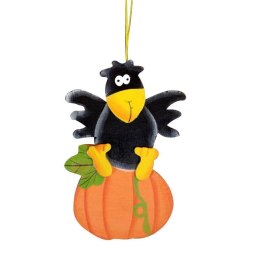 Czarny Kruk na Dyni - Drewniana Zawieszka