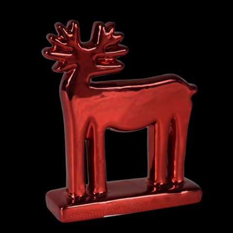 Czerwona Figurka Renifera Ceramicznego 11 cm