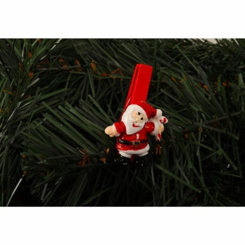 Czerwone klamerki świąteczne z figurką Mikołaja, 5 cm - zestaw 6 sztuk