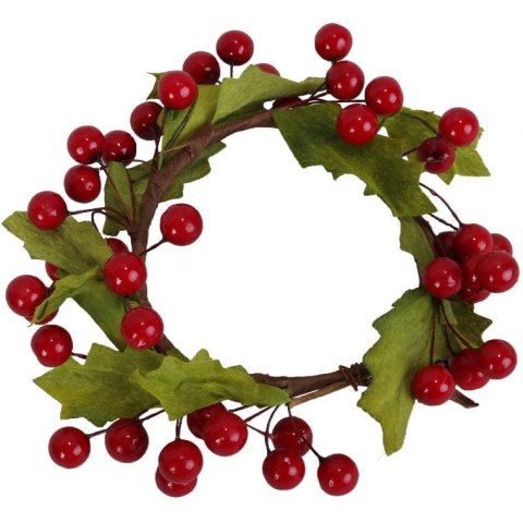 Czerwony Wianek z Jarzębiny jako Stroik Pod Świeczkę 15 cm