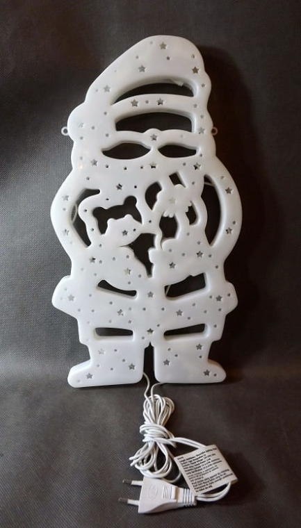 Dekoracja Świetlna Mikołaj z 35 Lampkami, Kolor Biały, 40x23cm, Zasilanie Sieciowe