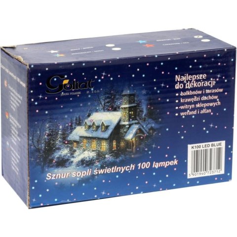 Dekoracja Świetlna Zewnętrzna Niebieska - 100 LED, Łączna, Wysoko Odporna na Warunki Atmosferyczne, Energooszczędna, z Gniazdem 